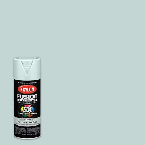 Krylon Fusion All-In-One Matte Vintage Blue Paint+Primer Spray Paint 12 oz, Pack of 6