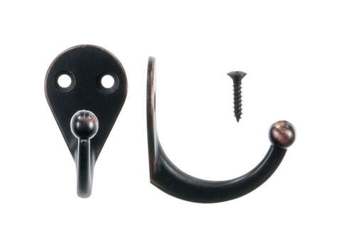 Ace 1-9/16 in. L Oil Rubbed Bronze Bronze Metal Small Garment Hook 2 pk, Pack of 5