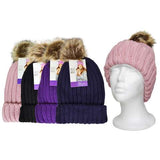 Diamond Visions Heat Max Fur Pom-Pom Thermal Hat Acrylic 1 pc, Pack of 24