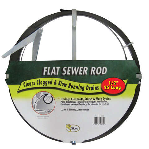 Cobra 25 ft. L Flat Steel Sewer Rod