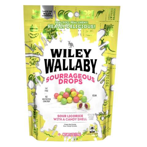 Wiley Wallaby Green Apple/Lemon/Watermelon Licorice Sour Bites 6 oz, Pack of 12