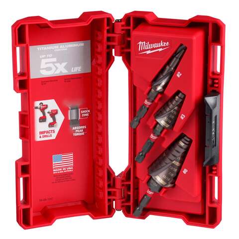 Milwaukee Shockwave 3/16 to 1 in. High Speed Steel Impact Step Bit Set Quick-Change Hex Shank 3 pc