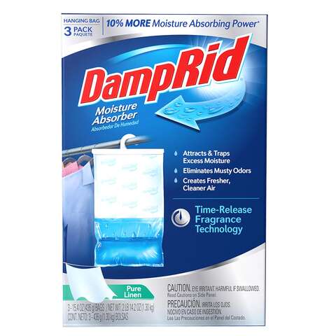 DampRid Hanging Moisture Absorber Pure Linen Scent 15.4 oz 3 pk, Pack of 4