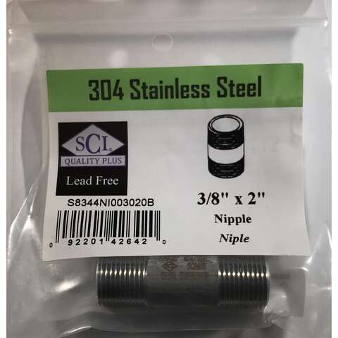 Anvil 3/8 in. MPT Stainless Steel 2 in. L Nipple