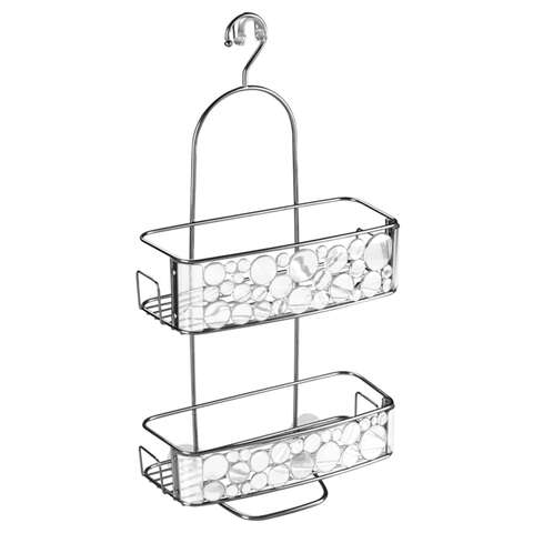 iDesign Bubbli 21.75 in. H X 10.25 in. W X 5.5 in. L Clear/Silver Shower Caddy