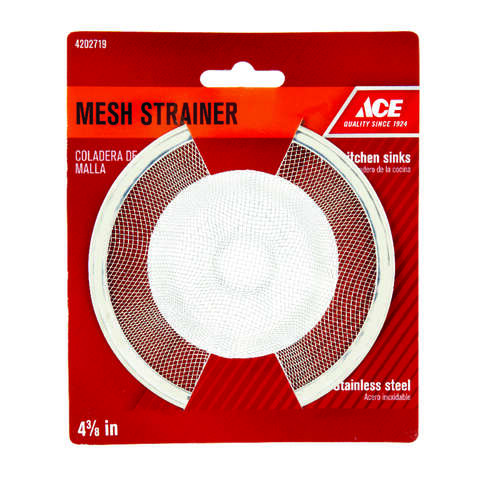 Ace 4-3/8 in. D Chrome White Stainless Steel Mesh Strainer