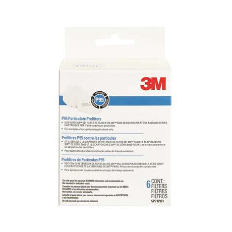 3M P95 Paint Spray and Pesticide Respirator Mask Replacement Filter 5000 White 6 pk