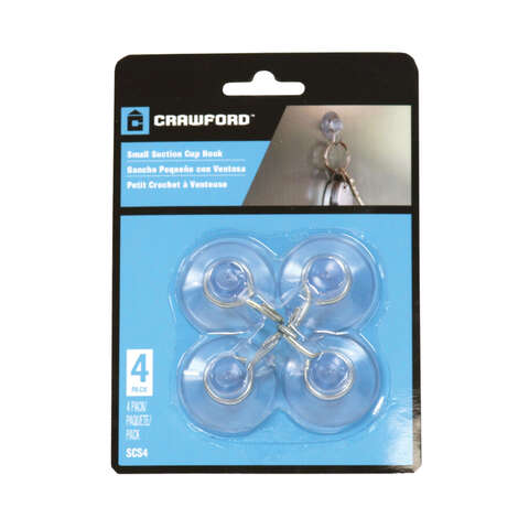 Crawford Small Plastic Suction Cup Hook 4 pk, Pack of 12