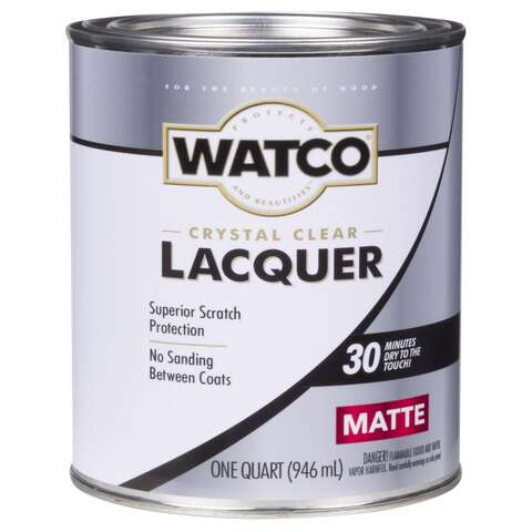 Watco Matte Crystal Clear Oil-Based Alkyd Wood Finish Lacquer 1 qt, Pack of 6