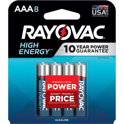 Rayovac High Energy AAA Alkaline Batteries 8 pk Carded