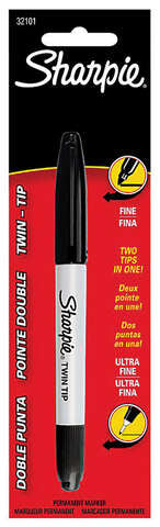 Sharpie Twin Tip Black Ultra Fine Tip Permanent Marker 1 pk, Pack of 6