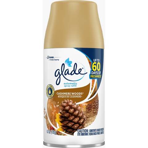 Glade Cashmere Woods Scent Air Freshener Refill 6.2 oz Aerosol, Pack of 6