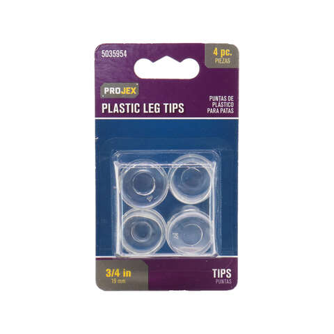 Projex Thermoplastic Ethylene Leg Tip Clear Round 3/4 in. W 4 pk, Pack of 6