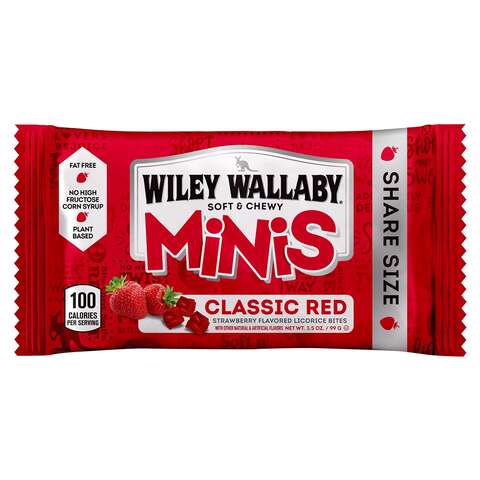 Wiley Wallaby Strawberry Licorice Bites 3.5 oz, Pack of 18