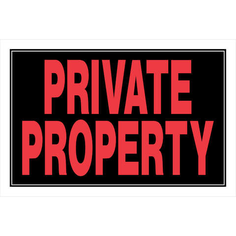 Hillman English Black Private Property Sign 8 in. H X 12 in. W, Pack of 6