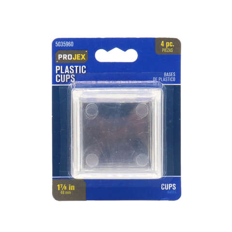 Projex Plastic Caster Cup Clear Square 1-7/8 in. W X 1-7/8 in. L 4 pk