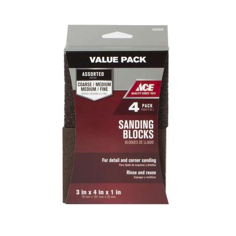 Ace 4 in. L X 3 in. W X 1 in. Assorted Grit Assorted Small Area Sanding Sponge