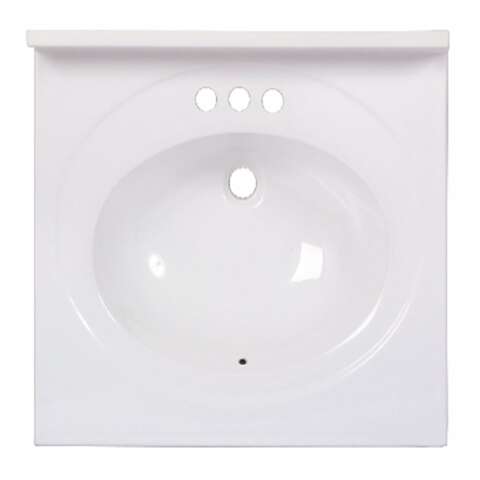 Arstar Standard Cultured Marble Bathroom Sink 25 in. W X 22 in. D White