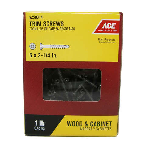 Ace No. 6 X 2-1/4 in. L Square Black Phosphate Tapping Trim Screws 165 pk