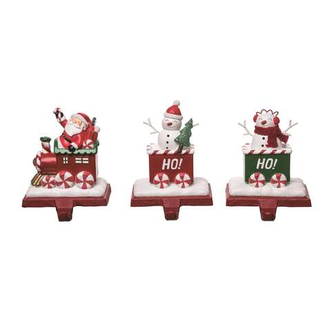 Transpac Multicolored Snowman & Santa Stocking Holder 5 in., Pack of 4