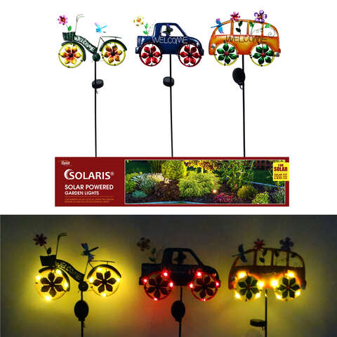 Alpine Solaris Assorted Iron 36 in. H Welcome Mobile LED Garden Stake, Pack of 12