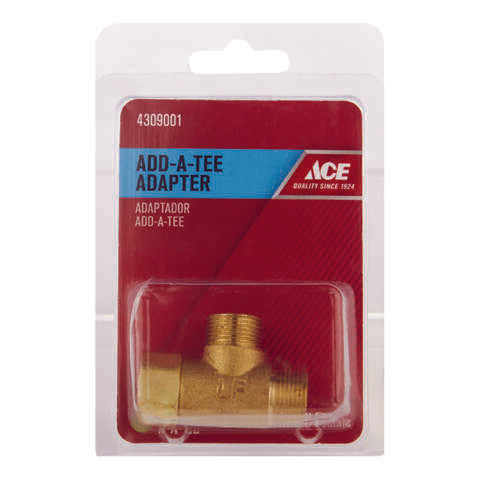 Ace Add A Tee 3/8 in. Female Compression Swivel X 3/8 in. D Male Compression Brass Adapter