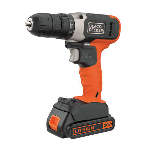 Black+Decker 20V MAX 3/8 in. Brushed Cordless Drill/Driver Kit (Battery & Charger), Pack of 2