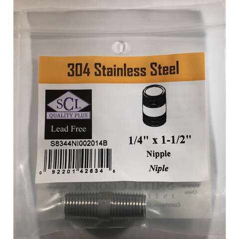 Smith-Cooper 1/4 in. MPT Stainless Steel 1-1/2 in. L Nipple