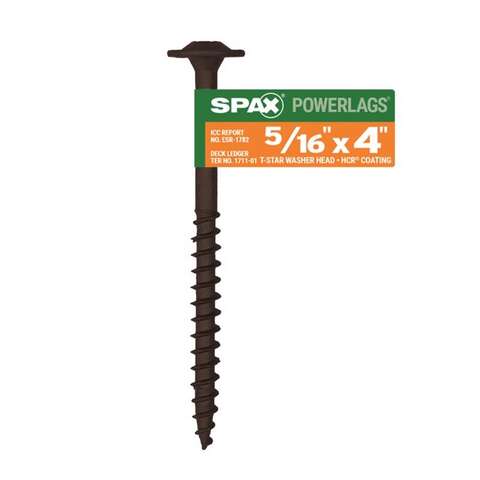 SPAX PowerLags 5/16 in. X 4 in. L Washer High Corrosion Resistant Carbon Steel Lag Screw 1 pk, Pack of 25