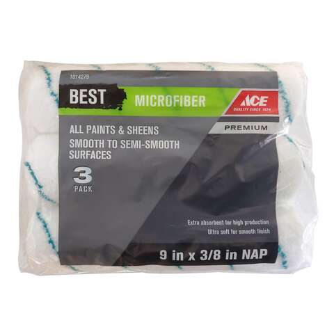 Ace Best Microfiber 9 in. W X 3/8 in. Paint Roller Cover 3 pk, Pack of 3