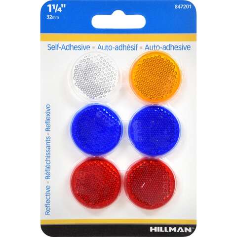 HILLMAN 1.25 in. Round Assorted Reflectors 6 pk, Pack of 12