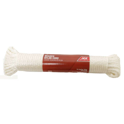 Ace 3/16 in. D X 50 ft. L White Solid Braided Nylon Rope, Pack of 6