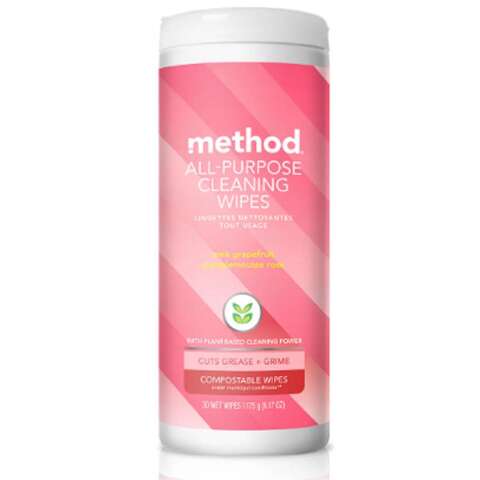 Method Pink Grapefruit Scent All Purpose Cleaner Wipes 6.17 oz, Pack of 6