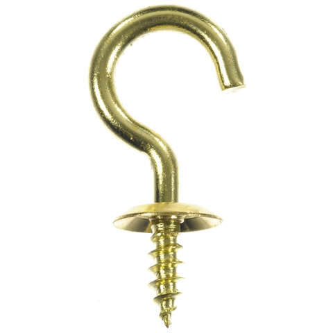 Ace Small Polished Brass Green Brass 1.25 in. L Cup Hook 10 lb 5 pk, Pack of 5