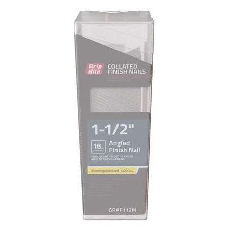 Grip-Rite 1-1/2 in. L X 16 Ga. Angled Strip Electro Galvanized Finish Nails 20 deg 1000 pk, Pack of 5