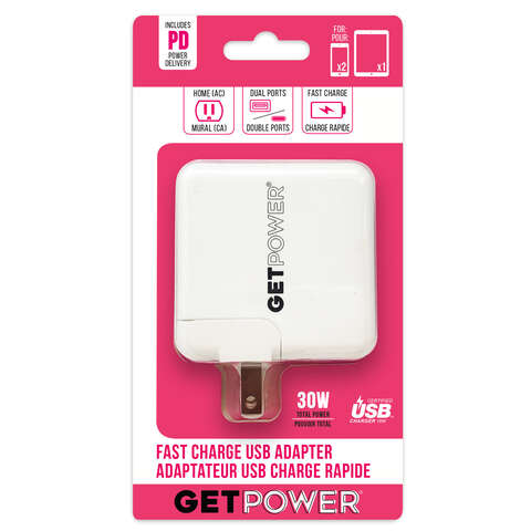 GetPower Dual USB AC Adapter, Pack of 6