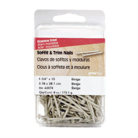 HILLMAN 1-1/4 in. Soffit and Trim Stainless Steel Nail Flat Head, Pack of 5