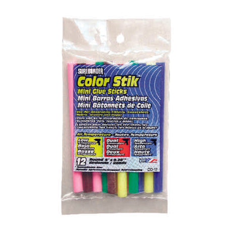 Surebonder Color Stik .28 in. D X 4 in. L Mini Glue Sticks Assorted Colors 12 pk