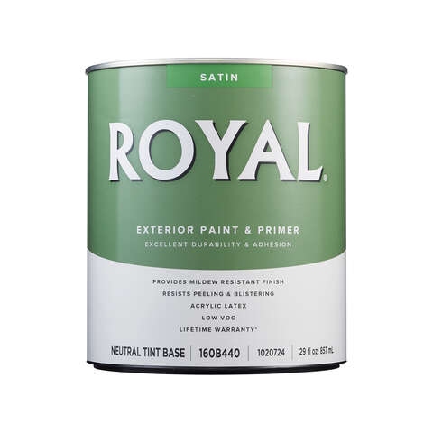 Royal Satin Tint Base Neutral Base Paint Exterior 1 qt, Pack of 4