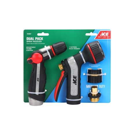 Ace 7 Pattern Adjustable Shower and Stream Metal Hose Nozzle Set