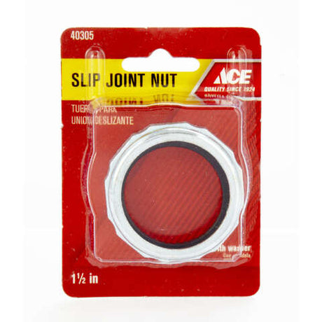 Ace 1-1/2 in. D Chrome Rubber Slip Joint Nut and Washer 1 pk, Pack of 5