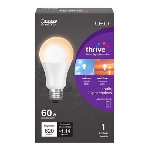 Feit A19 E26 (Medium) LED Bulb Color Changing 60 Watt Equivalence 1 pk