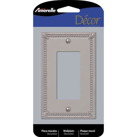 Amerelle Imperial Bead Brushed Nickel 1 gang Metal Decorator Wall Plate 1 pk