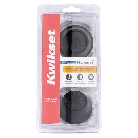 Kwikset SmartKey Security Matte Black Metal Double Cylinder Deadbolt