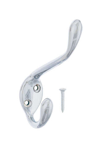 Ace 3-1/2 in. L Chrome Silver Metal Large Garment Hook 1 pk, Pack of 5