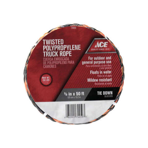 Ace 3/8 in. D X 50 ft. L Black/Orange Twisted Poly Truck Rope