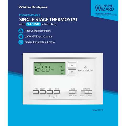 White Rodgers Heating and Cooling Push Buttons Programmable Thermostat