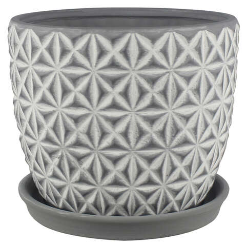 Trendspot Tribeca 7.3 in. H X 8.3 in. W X 8.3 in. D X 8 in. D Ceramic Planter Charcoal, Pack of 2