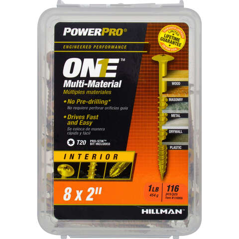 HILLMAN POWERPRO ONE No. 8 X 2 in. L Star Wafer Head Coarse Multi-Material Screw