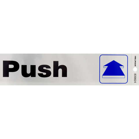 Hillman English Silver Push/Pull Decal 2 in. H X 8 in. W, Pack of 6